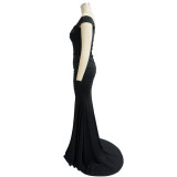 Elegant Sexy Off Shoulder Ruched Slit Evening Dress YF-10062