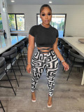Sexy Printed Crop Top And Pants 2 Piece Sets AWN-5260