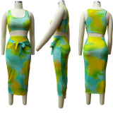 Casual Tie-dye Vest And Skirt 2 Piece Sets YF-9350