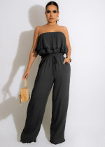Solid Ruffled Strapless Jumpsuit TR-1211