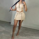 Casual Hollow Bandage Hooded Vest And And Skirt 2 Piece Sets YF-9919