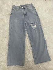 Denim Ripped Hole Straight Jeans DAI-10002