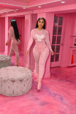 Pink Letter Long Sleeve 2 Piece Pants Sets CXLF-8078