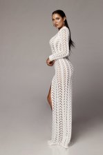 Sexy Knitted One Shoulder High Split Maxi Dress ZSD-Z013