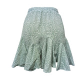 High Waist Printed Ruffled Mini Skirt LSL-6312