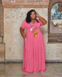 Plus Size Casual Printed Short Sleeve Maxi Dress WAF-7439235