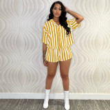 Casual Striped Shirt And Shorts 2 Piece Sets MAE-2147