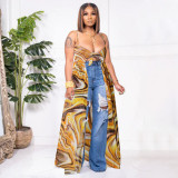 Plus Size Printed Long Style Sling Top YF-10177