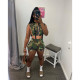 Camo Print Sleeveless Two Piece Shorts Sets FOSF-8305