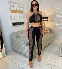 Sexy Hollow Out Two Piece Pants Sets YIS-A868