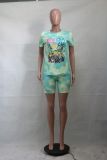 Cartoon Print Casual Two Piece Shorts Sets YS-S819
