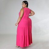 Plus Size Solid Sleeveless Maxi Dress NNWF-7501