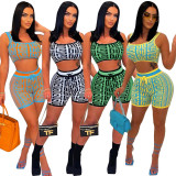 Sexy Printed Tank Top And Shorts Two Piece Sets MUKF-083