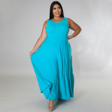 Plus Size Solid Sleeveless Maxi Dress NNWF-7501