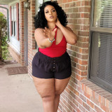 Plus Size Black Casual Shorts ONY-7011