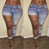 Fashion Chain Ripped Pencil Jeans XCFF- 243