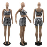 Sexy Printed Tank Top And Shorts Two Piece Sets MUKF-083
