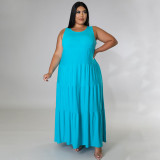 Plus Size Solid Sleeveless Maxi Dress NNWF-7501