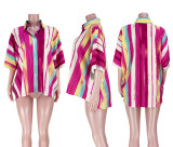 Colorful Striped Loose Shirt Top ASL-6589