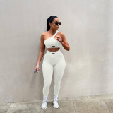 Casual One Shoulder Slim Two Piece Pants Sets RUF-2306