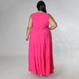 Plus Size Solid Sleeveless Maxi Dress NNWF-7501