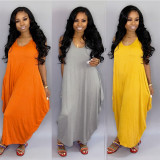 Casual Sleeveless Solid Color Loose Maxi Dress BMF-MM028