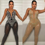 Sexy Hot Drilling Mesh Night Club Jumpsuit BY-5866