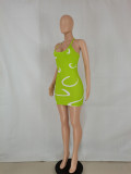 Sexy Printed Halter Slim Mini Dress FENF-241