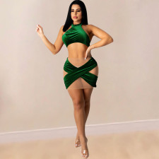 Sexy Halter Top Mini Skirt Two Piece Sets OY-6368