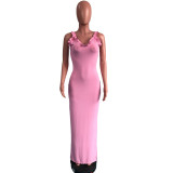 Solid Sleeveless Split Maxi Dress OMY-81030