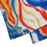 Tie Dye Print Long Sleeve Lace-Up 2 Piece Pants Sets YF-10169