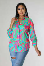 Sexy Printed Long Sleeve Shirt Top GZYF-8088