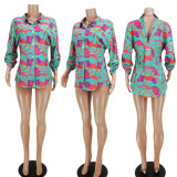 Sexy Printed Long Sleeve Shirt Top GZYF-8088