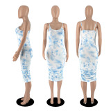 Sexy Printed Sleeveless Sling Bodycon Dress YIBF-60167