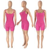 Solid Knitted Sleeveless Sling Tight Romper CH-8227