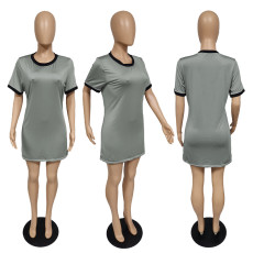 Plus Size Casual Short Sleeve Mini Dress JGEF-073