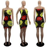 Sexy Printed Strapless Bodycon Mini Dress GWPF-8022