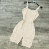 Solid Knitted Sleeveless Sling Tight Romper CH-8227