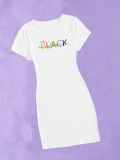 Casual Printed Short Sleeve O Neck T-Shirt Dress DAI-8390