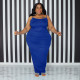 Plus Size Solid Sleeveless Sling Maxi Dress OSIF-22365