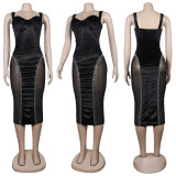 Plus Size Sexy Mesh Patchwork Hot Drilling Club Dress NY-2530