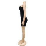 Solid One Shoulder Slim Mini Dress BY-5878