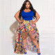 Plus Size Tank Top+Printed Irregular Skirt 2 Piece Sets NNWF-7595