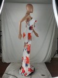 Plus Size Floral Print Sling Maxi Dress JZHF-8115