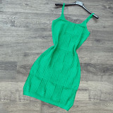 Solid Knitted Sleeveless Sling Mini Dress CH-8228