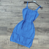 Solid Knitted Sleeveless Sling Mini Dress CH-8228