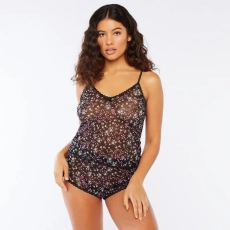 Floral Print Mesh Sexy Two Piece Shorts Sets SH-390371
