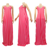 Plus Size 4XL Sexy Striped Sleeveless Maxi Slip Dress SFY-147