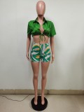 Sexy Crop Top+Printed Shorts 2 Piece Sets MEM-88443
