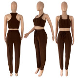 Solid Fitness Tank Top And Pants 2 Piece Sets CH-8229